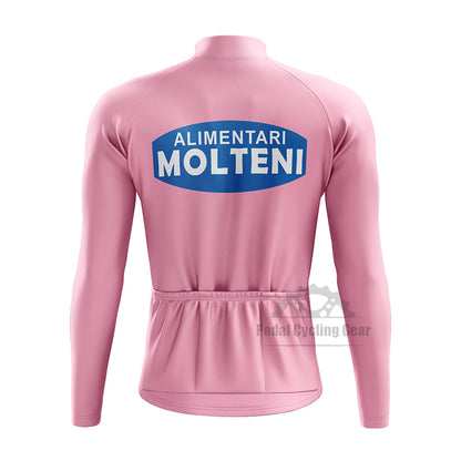 Molteni Pink Long Sleeve Retro Cycling Jersey