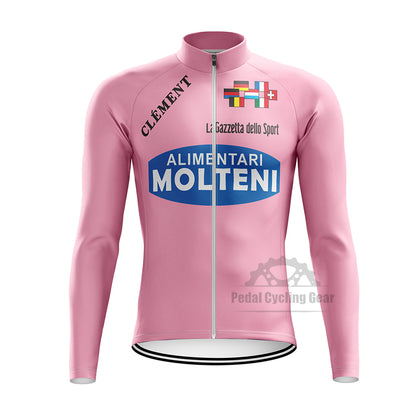 Molteni Pink Long Sleeve Retro Cycling Jersey
