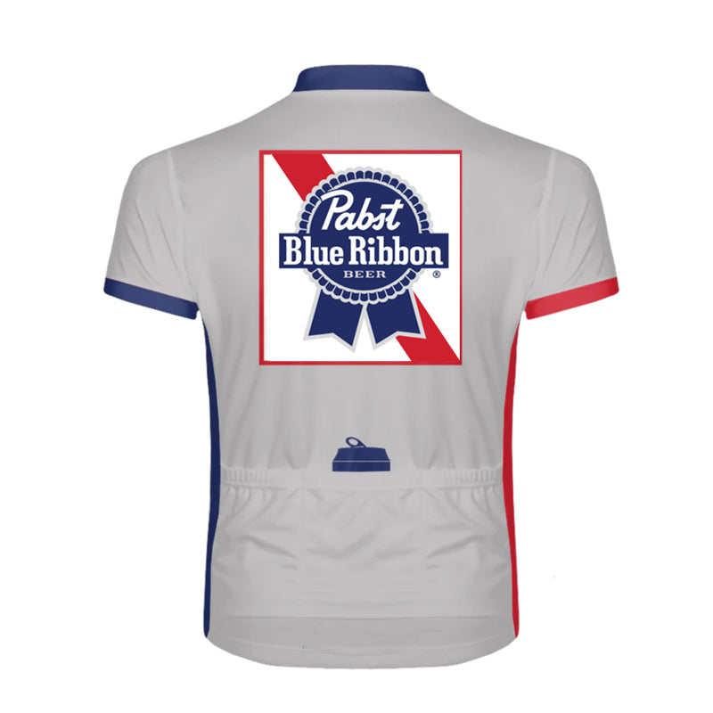 Pabst Blue Ribbon Beer Grey Short Sleeve Cycling Jersey