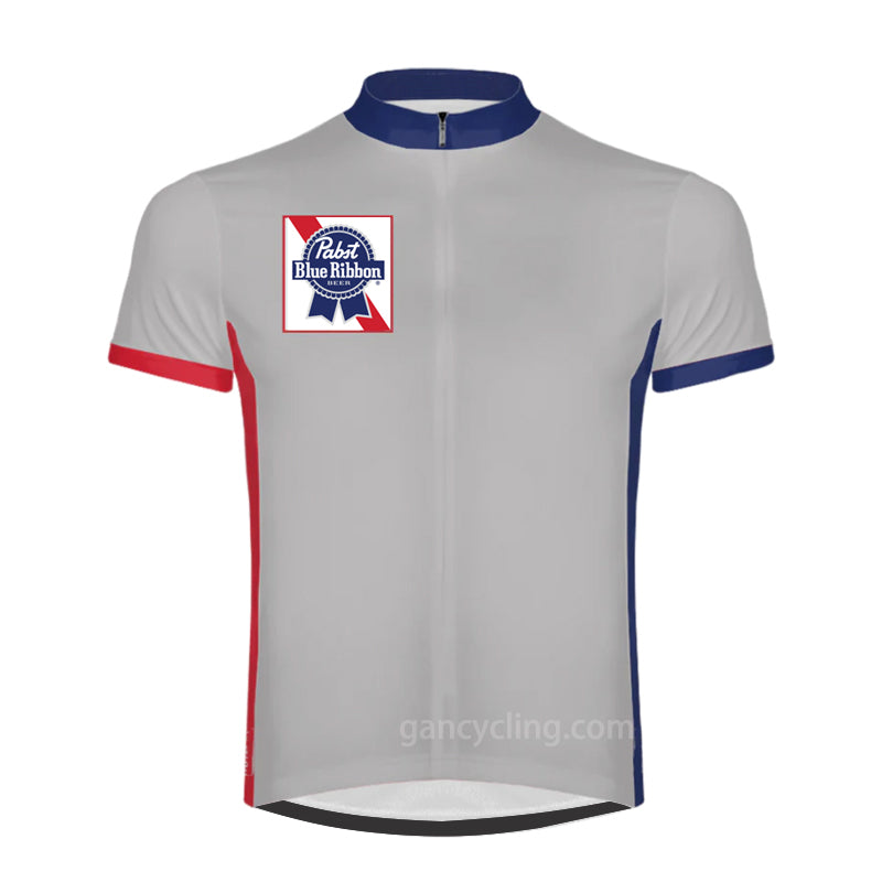 Pabst Blue Ribbon Beer Grey Short Sleeve Cycling Jersey
