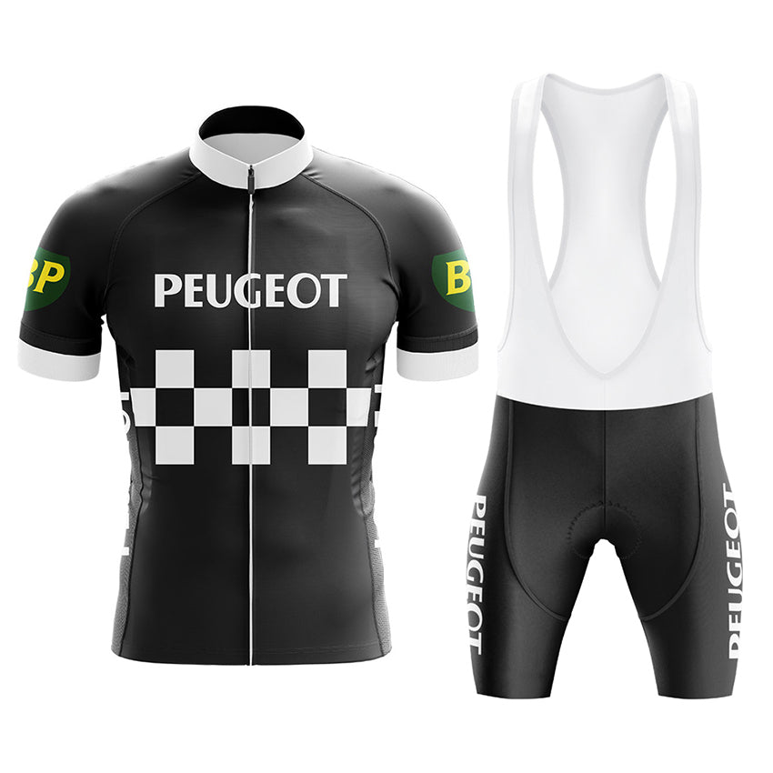 Peugeot Black Retro Cycling Jersey Sets