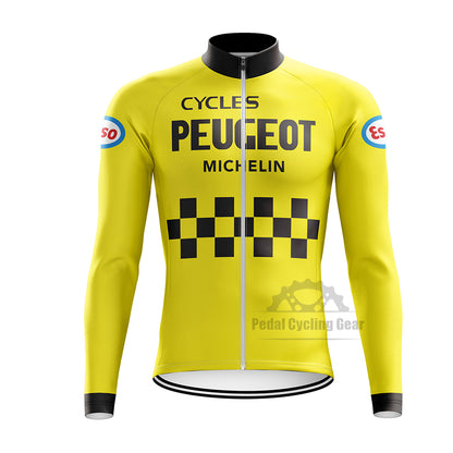 Peugeot Michelin Esso Long Sleeve Retro Cycling Jersey