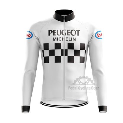Peugeot Michelin Esso White Long Sleeve Cycling Jersey