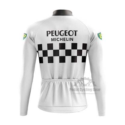 Peugeot White Long Sleeve Retro Cycling Jersey