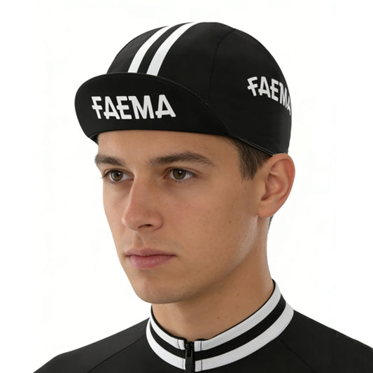 Retro Faema Black Cycling Cap