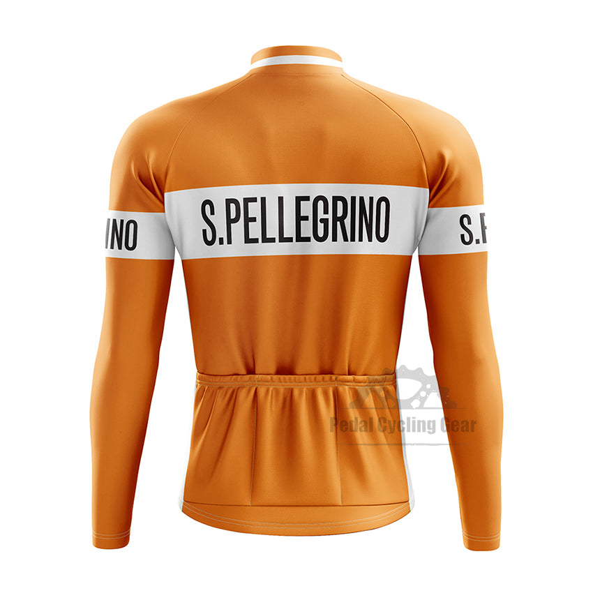 San Pellegrino Orange Long Sleeve Retro Cycling Jersey