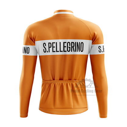 San Pellegrino Orange Long Sleeve Retro Cycling Jersey