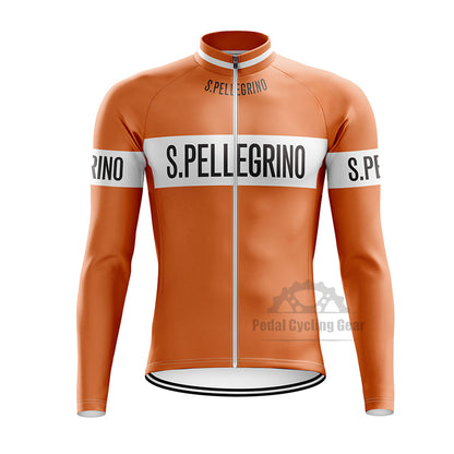 San Pellegrino Orange Long Sleeve Retro Cycling Jersey
