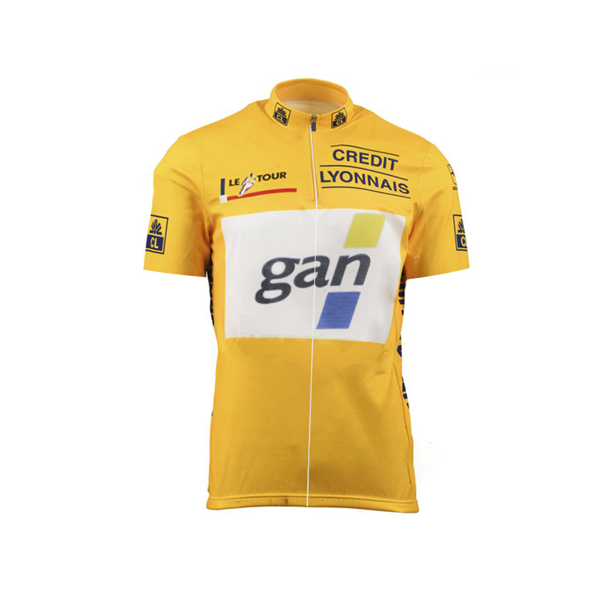 Tour de France gan yellow retro cycling jersey