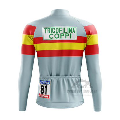 Tour of France Tricofilina Coppi Long Sleeve Retro Cycling Jersey