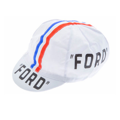 Vintage Ford White Cycling Cap