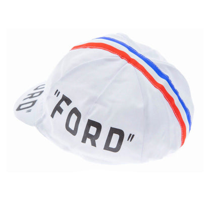 Vintage Ford White Cycling Cap