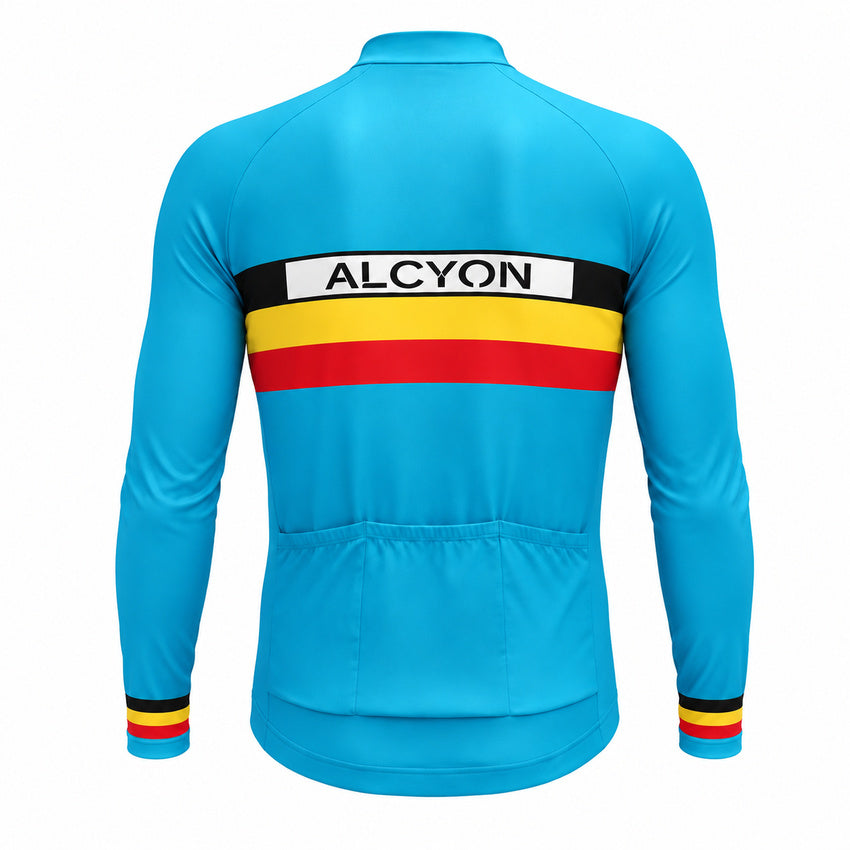 Alcyon Retro Long Sleeve Cycling Jersey – back view showing three rear pockets
