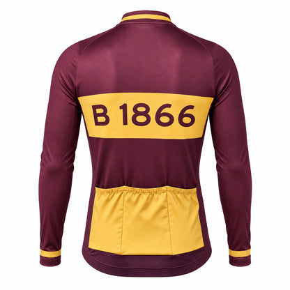 Brooks 1866 Long Sleeve Cycling Jersey – Retro style front view showing three rear pockets