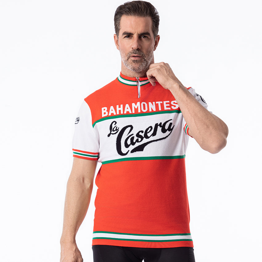 Bahamontes La Casera retro wool cycling jersey front view