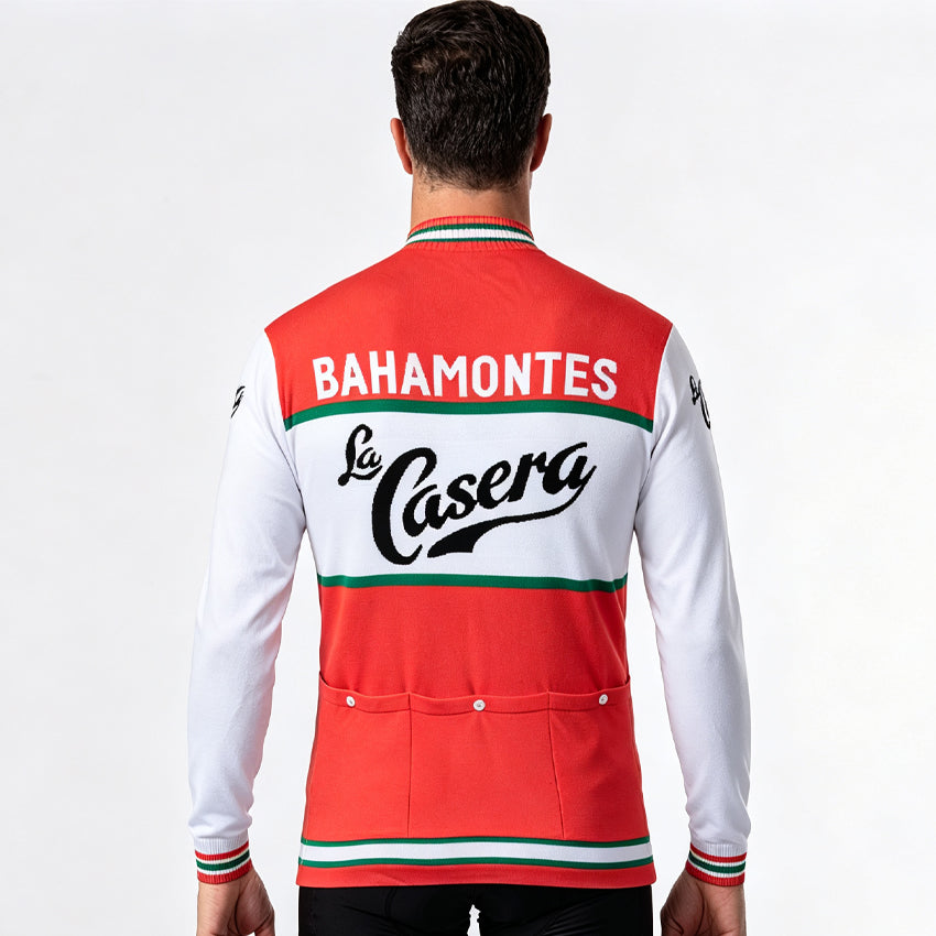 Back view of Bahamontes La Casera vintage long sleeve cycling jersey 