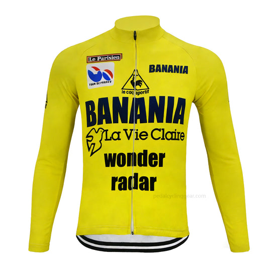 Banania La Vie Claire Retro Long Sleeve Cycling Jersey front view