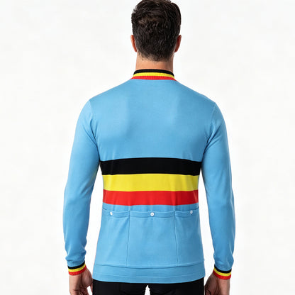 Back view of Belgium national team vintage long sleeve cycling jersey