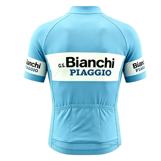 Bianchi Retro Cycling Jersey with 3 Rear Pockets - Vintage Design