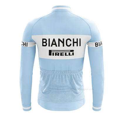 Bianchi Retro Long Sleeve Cycling Jersey back view with three rear pockets