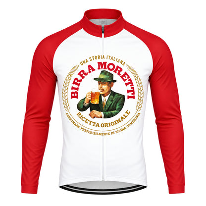 Birra Moretti Beer Retro Long Sleeve Cycling Jersey front view