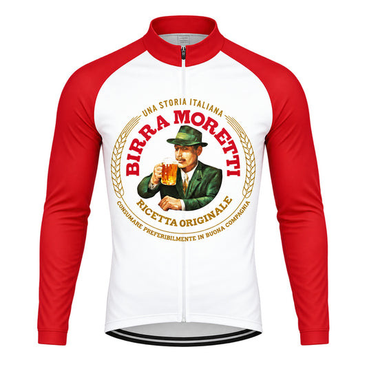 Birra Moretti Beer Retro Long Sleeve Cycling Jersey front view