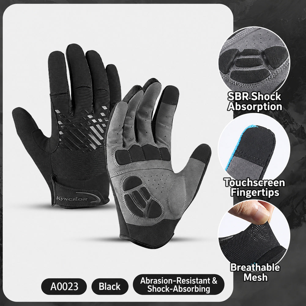 Black touchscreen cycling gloves with padded palm
