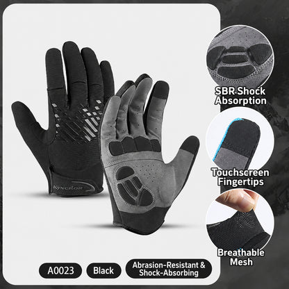 Black touchscreen cycling gloves with padded palm