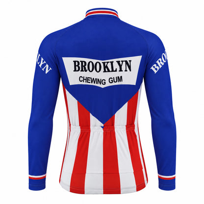 Brooklyn Retro Long Sleeve Cycling Jersey – Blue back view