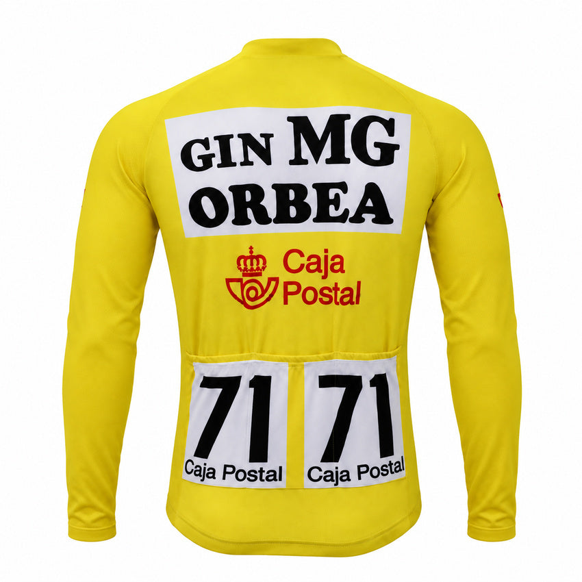 Caja Postal Gin MG Retro Long Sleeve Cycling Jersey back view