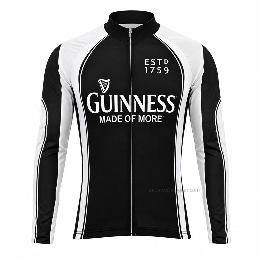 Front view of Classic Guinness Retro Long Sleeve Cycling Jersey.