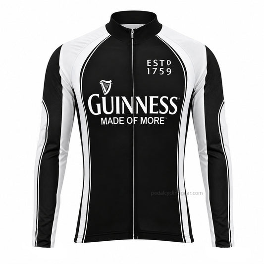Front view of Classic Guinness Retro Long Sleeve Cycling Jersey.
