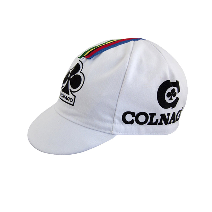 colnago white retro cycling cap