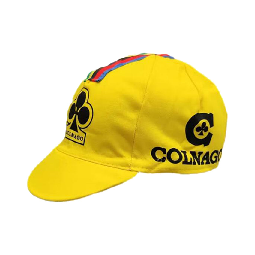 colnago yellow retro cycling cap