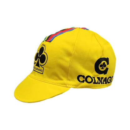 colnago yellow retro cycling cap