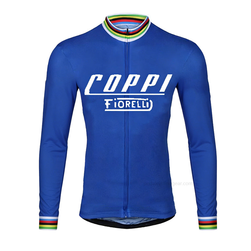 Coppi Fiorelli World Champion Retro Long Sleeve Cycling Jersey front view