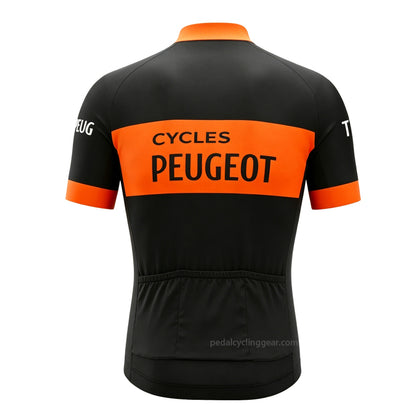 Cycles Peugeot Retro Cycling Jersey | Black Vintage Road Bike Shirt