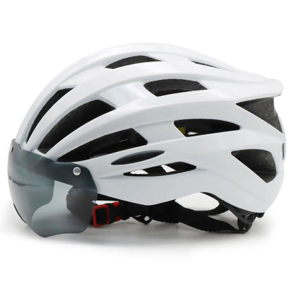 White vented cycling helmet, angled side view