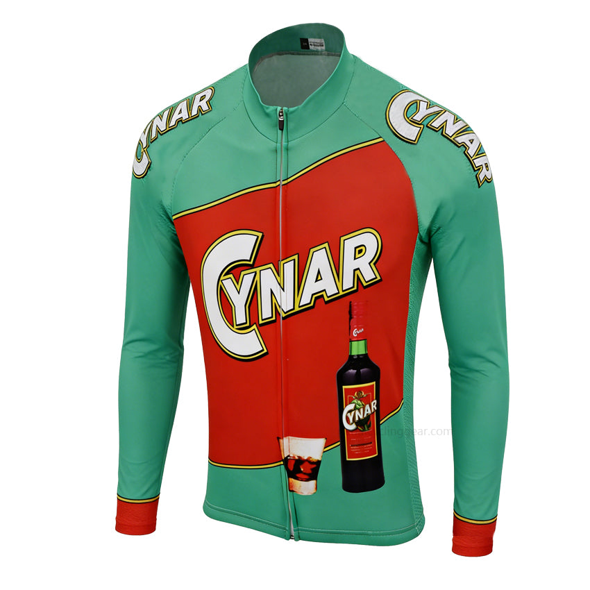 Cynar 1960s Retro Long Sleeve Cycling Jersey front view