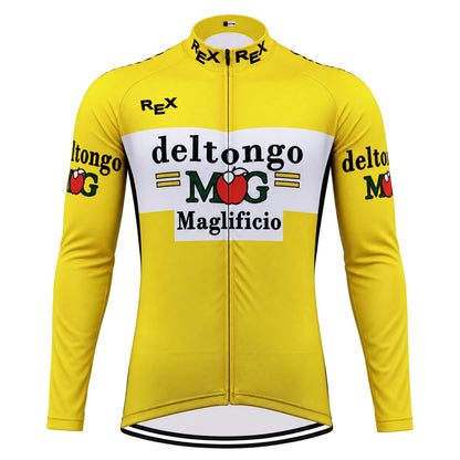 Del Tongo MG 1991 Giro Retro Long Sleeve Cycling Jersey – Yellow front view