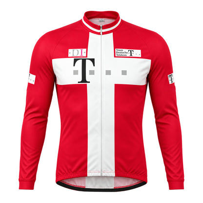 Deutsche Telekom Retro Long Sleeve Cycling Jersey – Red White front view