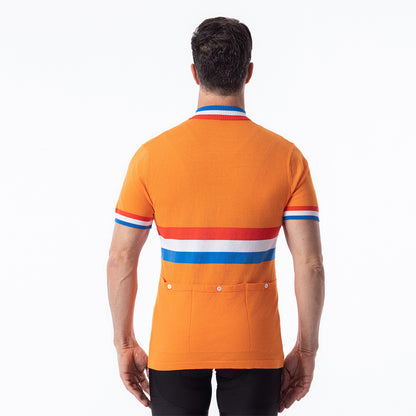 Dutch National Team retro wool cycling jersey orange - back view