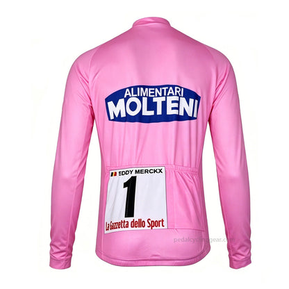 eddy merckx molteni pink long sleeve cycling jersey