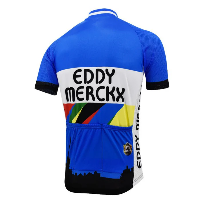 eddy merckx retro blue cycing jersey