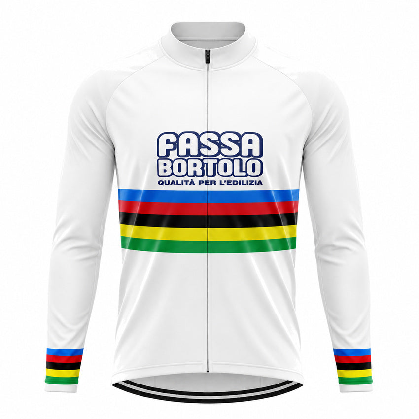 Fassa Bortolo Rainbow Stripe Retro Long Sleeve Cycling Jersey