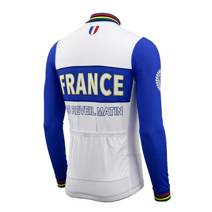 France 1903 Heritage Retro Long Sleeve Cycling Jersey back view with three rear pockets