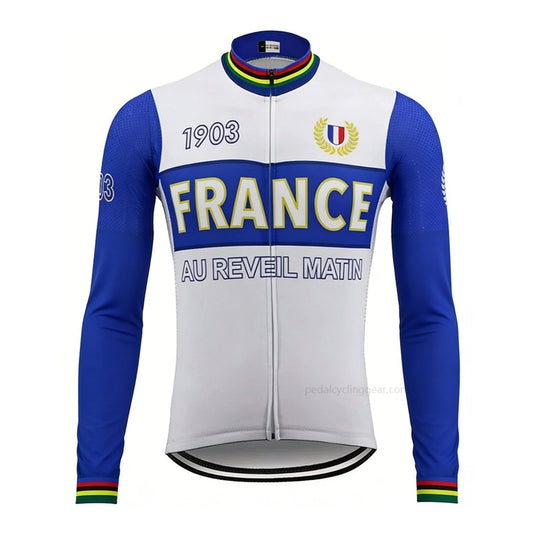 France 1903 Heritage Retro Long Sleeve Cycling Jersey front view