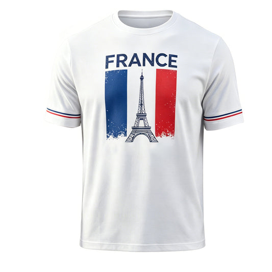 France Eiffel Tower Retro Men's White T-Shirt