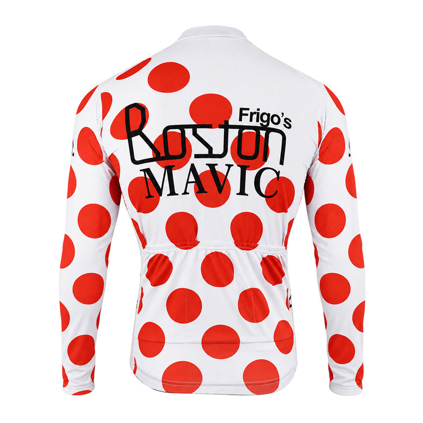 Frigo’s Boston Polka Dot Retro Long Sleeve Cycling Jersey back view