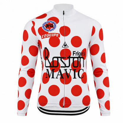 Frigo’s Boston Polka Dot Retro Long Sleeve Cycling Jersey front view